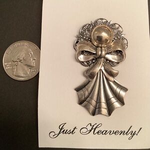 Sweet Silver tone  “SARAH”  guardian angel pin… Handmade